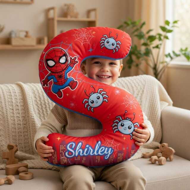 Personalized Spidey Pillow, & His Amazing Friends Superhero Alphabet Initial Letter Name Pillow - image 1