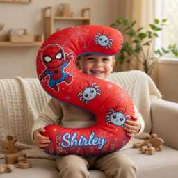 Personalized Spidey Pillow, & His Amazing Friends Superhero Alphabet Initial Letter Name Pillow - thumbnail 1