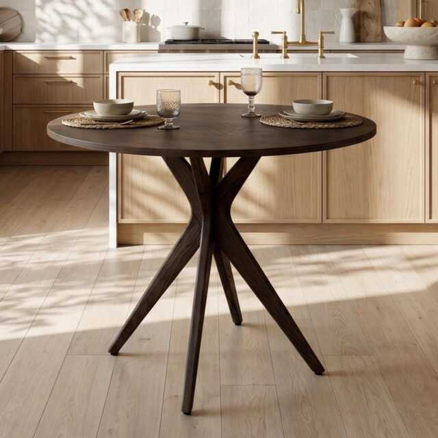 Wooden Round Small Dining Table Jubi Compact - image 1