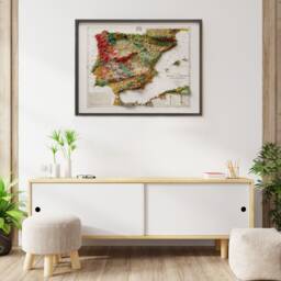Geological Map Of Spain & Portugal - C.1879 - Vintage Shaded Relief - thumbnail 3