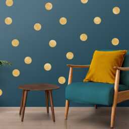 Ochre Gold Watercolor Polka Dot Wall Decals Boho Nursery Decor - thumbnail 3
