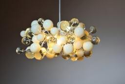 Ceiling Pendant Light With Transparent Clear & White Color Bubbles For Desk, Kitchen Island