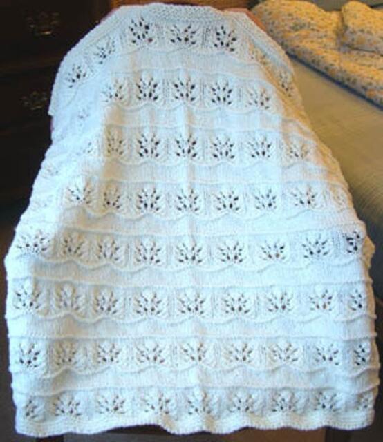 New Handmade White Knit Crochet Baby Afghan Blanket Throw Newborn Infant Soft Floral - image 1