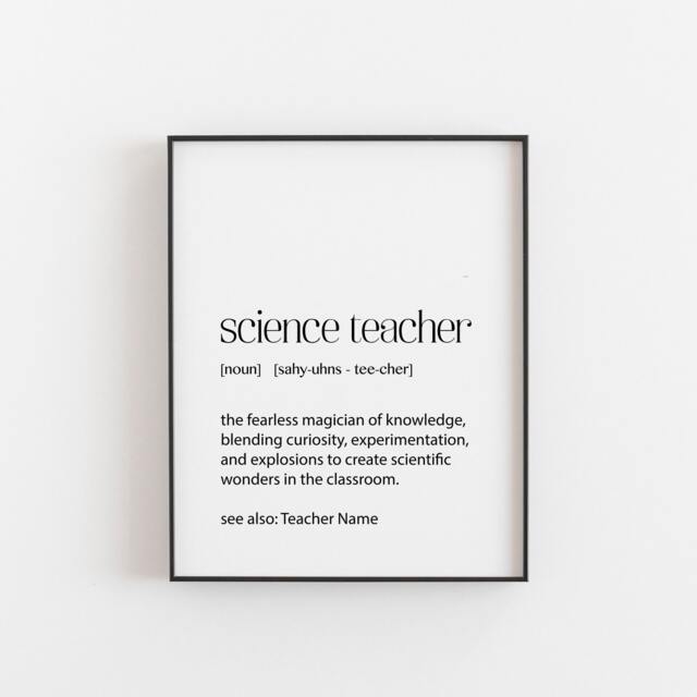 Personalised Science Teacher Gift - Definition Print Custom Name Poster End Of Year Thank You Classroom Wall Art - image 1
