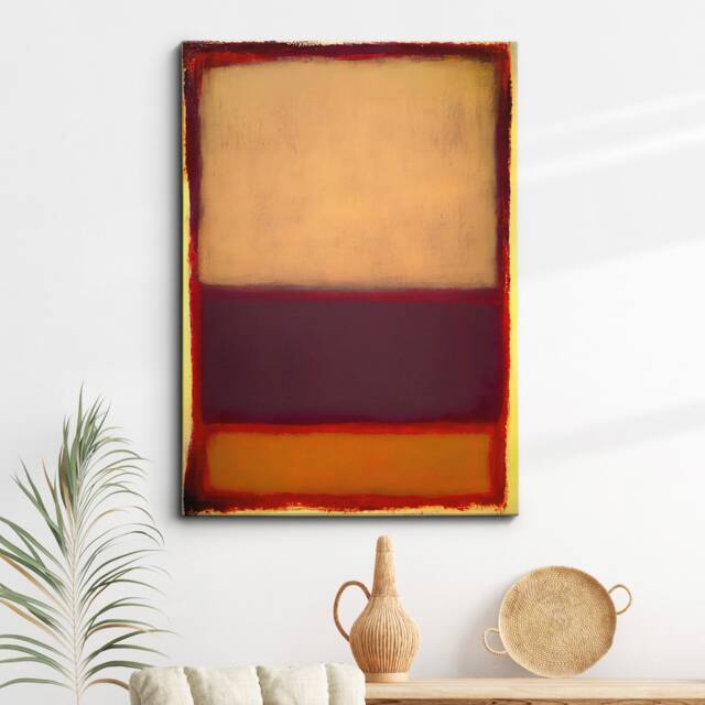 Modern Abstract Beige & Violet Exhibition Oil Painting Wall Art, Framed Canvas Poster Print, Home Living Room Decor Gift Idea - image 1