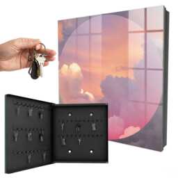 Ethereal Clouds Wall Mounted Key Cabinet, Pink Box For Home, Abstract Abstraction, Lovers Of A Dreamy Atmosphere - thumbnail 1