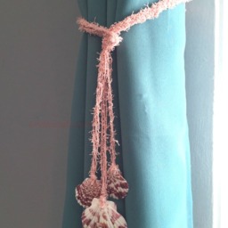 Seashell Curtain Tieback Nautical Cotton Rope, Beach House Decor - thumbnail 2