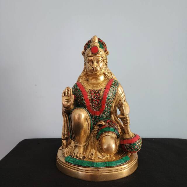10 Inch Hanuman Statue Hindu God Of Strength, Stone Work Idol - image 1