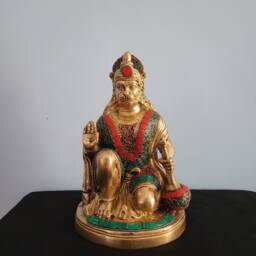 10 Inch Hanuman Statue Hindu God Of Strength, Stone Work Idol - thumbnail 4