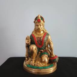 10 Inch Hanuman Statue Hindu God Of Strength, Stone Work Idol - thumbnail 1