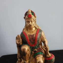10 Inch Hanuman Statue Hindu God Of Strength, Stone Work Idol - thumbnail 2