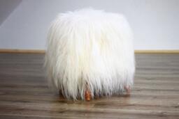 Exclusive Luxury Beautiful Unique Natural, Real Icelandic Sheepskin Stool, Bench, Chair Cover Soft, Long Fur - thumbnail 3