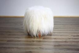 Exclusive Luxury Beautiful Unique Natural, Real Icelandic Sheepskin Stool, Bench, Chair Cover Soft, Long Fur - thumbnail 1