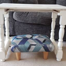 Handmade Buttoned Footstool Unique Upholstered Ottoman - 19cm - thumbnail 2