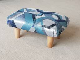 Handmade Buttoned Footstool Unique Upholstered Ottoman - 19cm - thumbnail 1