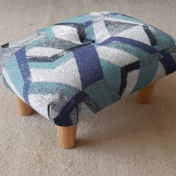 Handmade Buttoned Footstool Unique Upholstered Ottoman - 19cm - thumbnail 3
