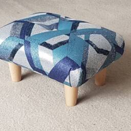 Handmade Buttoned Footstool Unique Upholstered Ottoman - 19cm - thumbnail 4