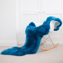 Ocean Blue Sheepskin Throw Double Beautiful Thick Superior Rug Chair Cover - thumbnail 1