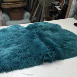 Ocean Blue Sheepskin Throw Double Beautiful Thick Superior Rug Chair Cover - thumbnail 4