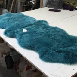 Ocean Blue Sheepskin Throw Double Beautiful Thick Superior Rug Chair Cover - thumbnail 3
