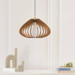 Wooden Pendant Light, Mid Century Warm Oak Chandelier, Dining Room Ceiling Lamp - thumbnail 2