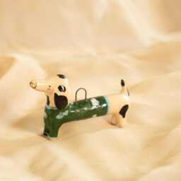Ceramic Dachshund Lucky Dog Ornament Handcrafted Good Luck Charm - thumbnail 3