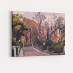 Muted Autumn Park Lane Townscape Expressionist Landscape Canvas Wall Art Print Decor Picture Ready To Hang - thumbnail 4