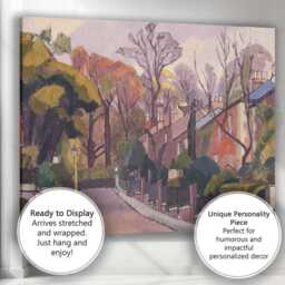 Muted Autumn Park Lane Townscape Expressionist Landscape Canvas Wall Art Print Decor Picture Ready To Hang - thumbnail 3
