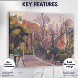 Muted Autumn Park Lane Townscape Expressionist Landscape Canvas Wall Art Print Decor Picture Ready To Hang - thumbnail 1