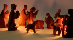 Carved Plum Wood Nativity Set Christmas Manger Scene