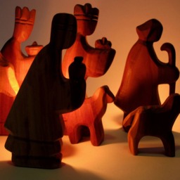 Carved Plum Wood Nativity Set Christmas Manger Scene - thumbnail 4