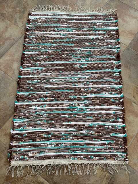 "Brown Rug, Teal 36 1/2"" L X 24" - image 1