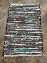 "Brown Rug, Teal 36 1/2"" L X 24" - thumbnail 1