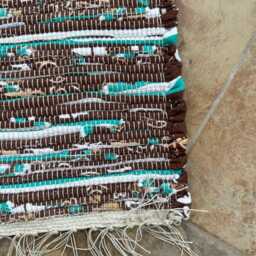 "Brown Rug, Teal 36 1/2"" L X 24" - thumbnail 2
