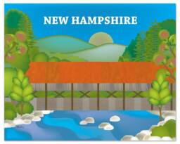 New Hampshire Print, Albany Bridge Poster, Wall Art, Print - Loose Petals Style E8-O-New - thumbnail 1