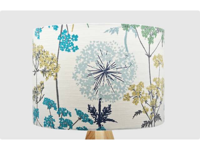 Modern Blue Hedgerow Lampshade, Table Floor Lamp/Ceiling Pendant, Small Medium Large 20cm 25cm 30cm 35cm 40cm, UK Fabric Drum Light Shade - image 1