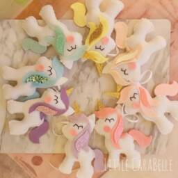 Rainbow Unicorn Garland, Handmade. Pastels With Glittery Horn & Manes. Banner, Nursery Decoration, Little Girls Bedroom, Wall Decor, Art - thumbnail 3