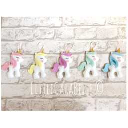 Rainbow Unicorn Garland, Handmade. Pastels With Glittery Horn & Manes. Banner, Nursery Decoration, Little Girls Bedroom, Wall Decor, Art - thumbnail 2