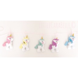 Rainbow Unicorn Garland, Handmade. Pastels With Glittery Horn & Manes. Banner, Nursery Decoration, Little Girls Bedroom, Wall Decor, Art - thumbnail 1