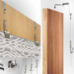 Screen Rug Hanger Kit Adjustable Steel Cable, Metal Hooks - thumbnail 2