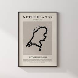 Netherlands Map Vintage Abstract Wall Art Print Picasso + Matisse Inspired Travel Poster - thumbnail 1