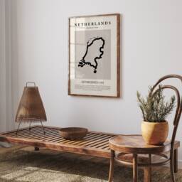 Netherlands Map Vintage Abstract Wall Art Print Picasso + Matisse Inspired Travel Poster - thumbnail 3