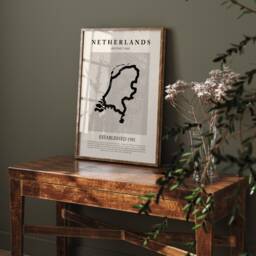 Netherlands Map Vintage Abstract Wall Art Print Picasso + Matisse Inspired Travel Poster - thumbnail 2
