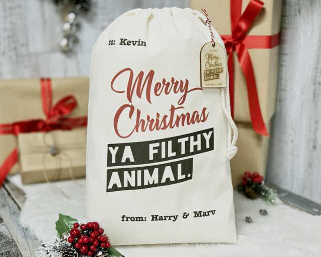 Personalised Home Alone Christmas Stocking, Custom Santa Sack For Adults, Eve Gift Bag Children, Merry Present Sacks - image 1
