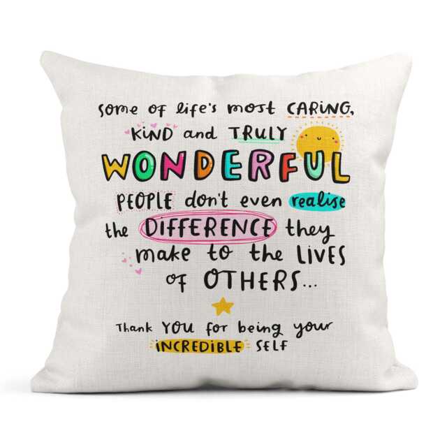 Thank You Gift Cushion, For Being Your Incredible Self, Linen Gift, Friendship Positivity - image 1