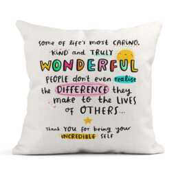 Thank You Gift Cushion, For Being Your Incredible Self, Linen Gift, Friendship Positivity - thumbnail 1