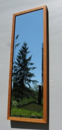 Cherry Wood Deep Frame Utility/Safe Hide Mirror With Beveled Glass