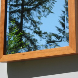 Cherry Wood Deep Frame Utility/Safe Hide Mirror With Beveled Glass - thumbnail 2