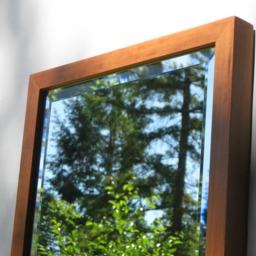 Cherry Wood Deep Frame Utility/Safe Hide Mirror With Beveled Glass - thumbnail 4