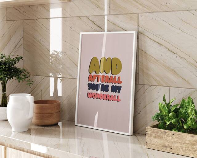 Wonderwall Lyric Wall Art Print Oasis Song Lyrics Typography Music Decor Indie Rock Poster - image 1